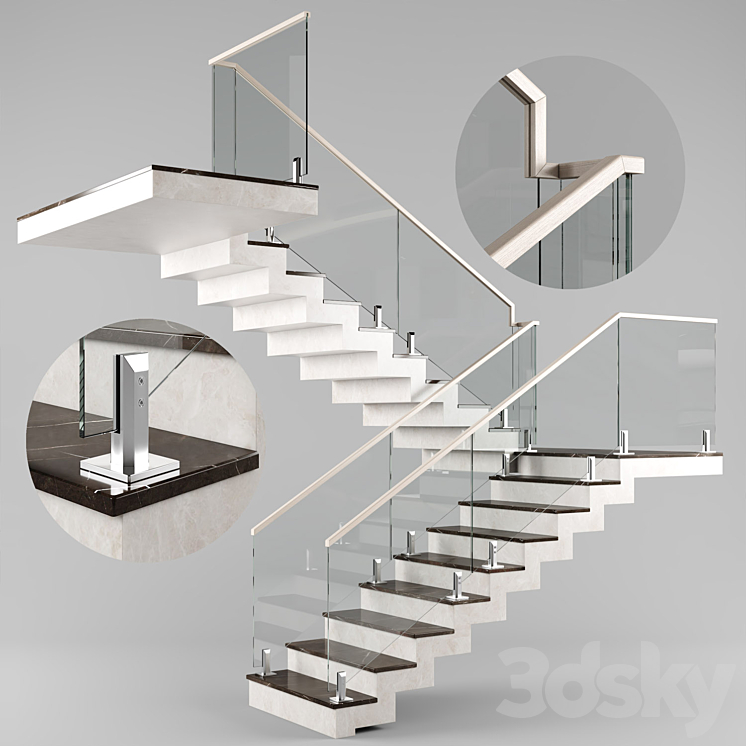 Modern interior stair 03 3DS Max - thumbnail 1