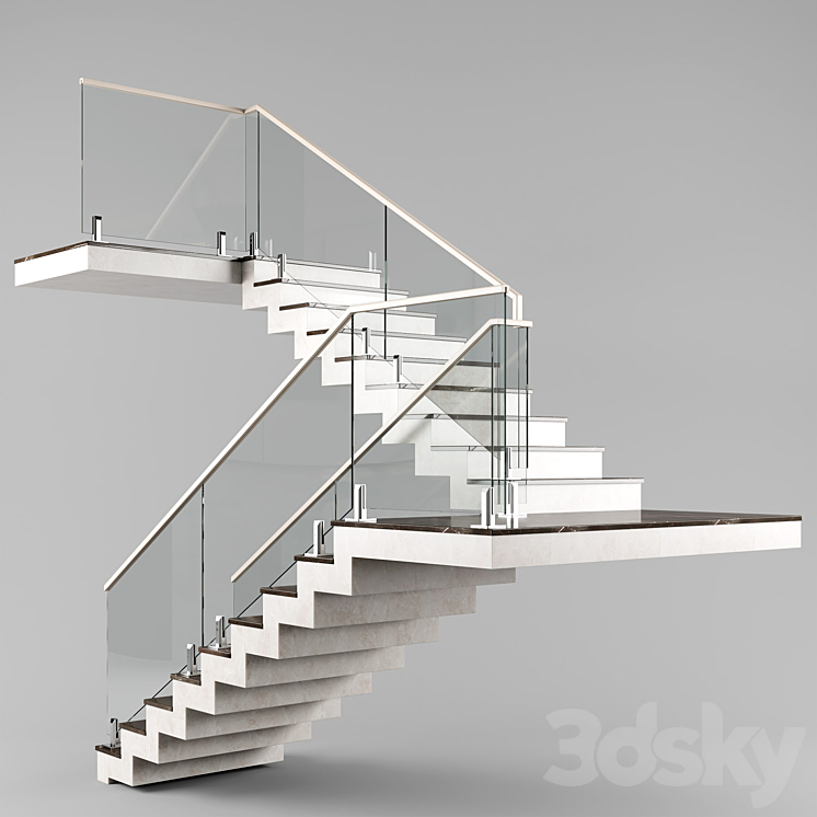 Modern interior stair 03 3DS Max - thumbnail 2