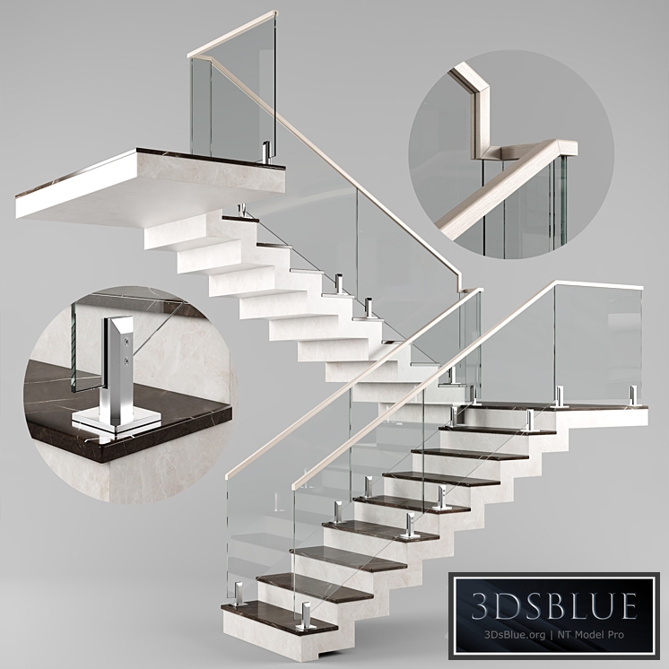 Modern interior stair 03 3DS Max - thumbnail 3