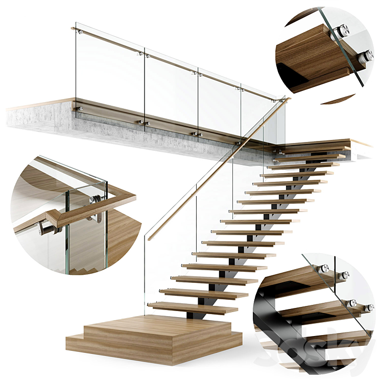 Modern interior stair 06 3DS Max - thumbnail 1