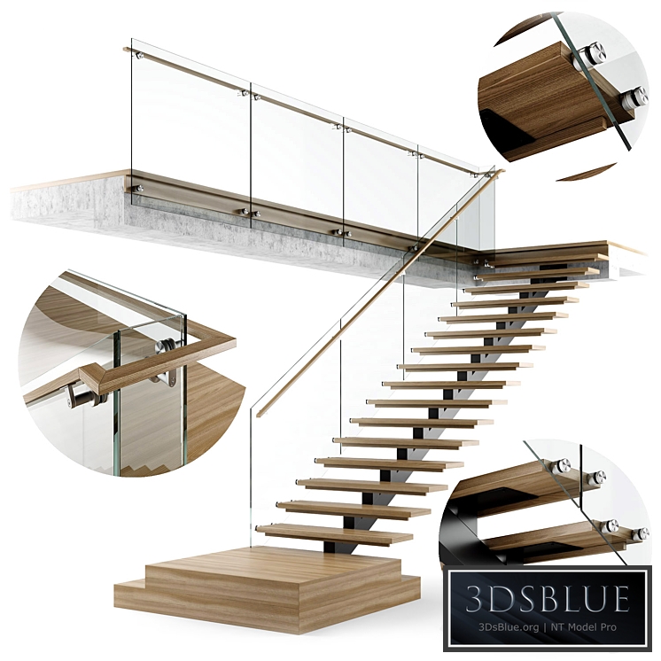 Modern interior stair 06 3DS Max - thumbnail 3