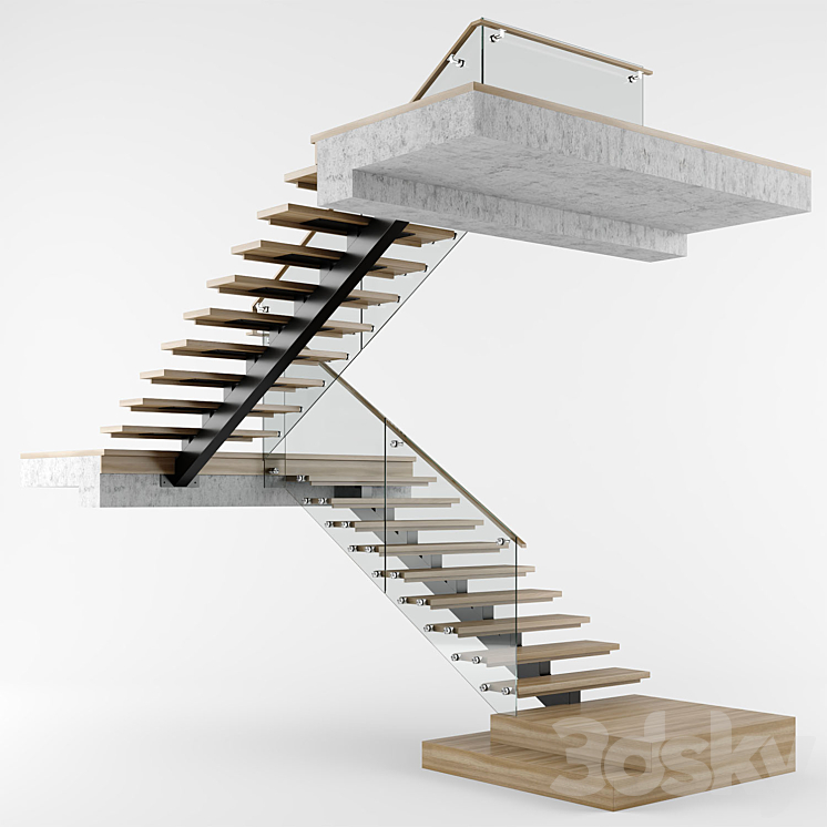 Modern interior stair 07 3DS Max - thumbnail 2