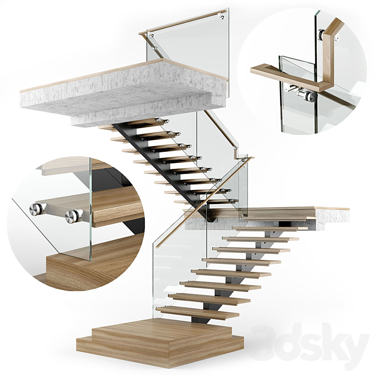 Modern interior stair 07 3DS Max - thumbnail 1