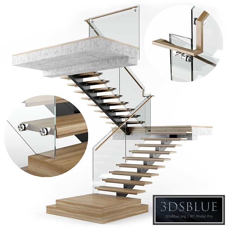 Modern interior stair 07 3DS Max - thumbnail 3