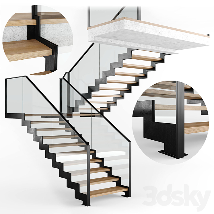 Modern interior stair 09 3DS Max Model - thumbnail 1