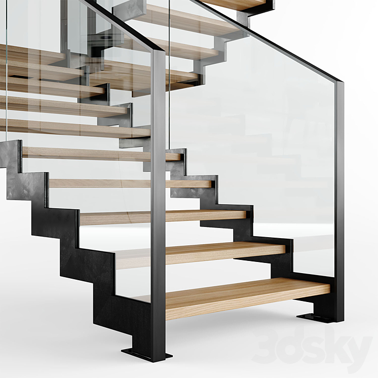 Modern interior stair 09 3DS Max Model - thumbnail 2