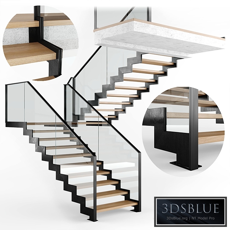 Modern interior stair 09 3DS Max - thumbnail 3