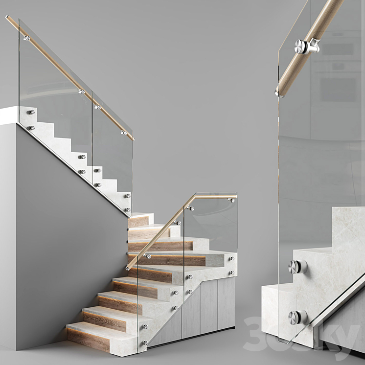 Modern interior stair 3DS Max - thumbnail 1