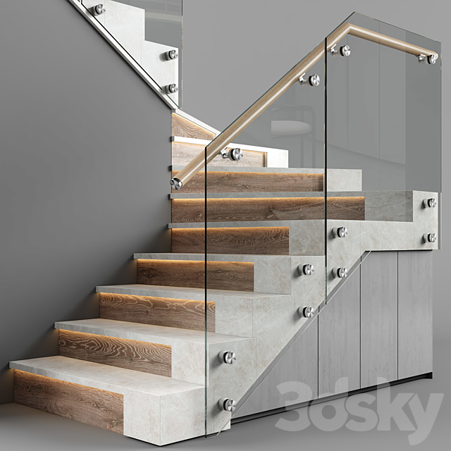 Modern interior stair 3DS Max Model - thumbnail 3