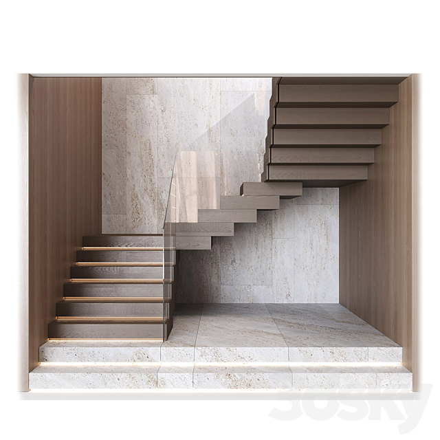 Modern interior stairs 16 3ds Max - thumbnail 1