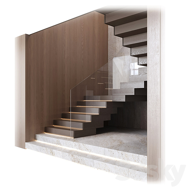 Modern interior stairs 16 3ds Max - thumbnail 2