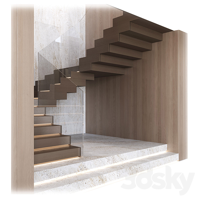 Modern interior stairs 16 3ds Max - thumbnail 3