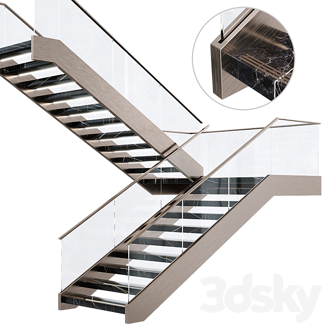 Modern luxury staircase 2 3ds Max - thumbnail 1