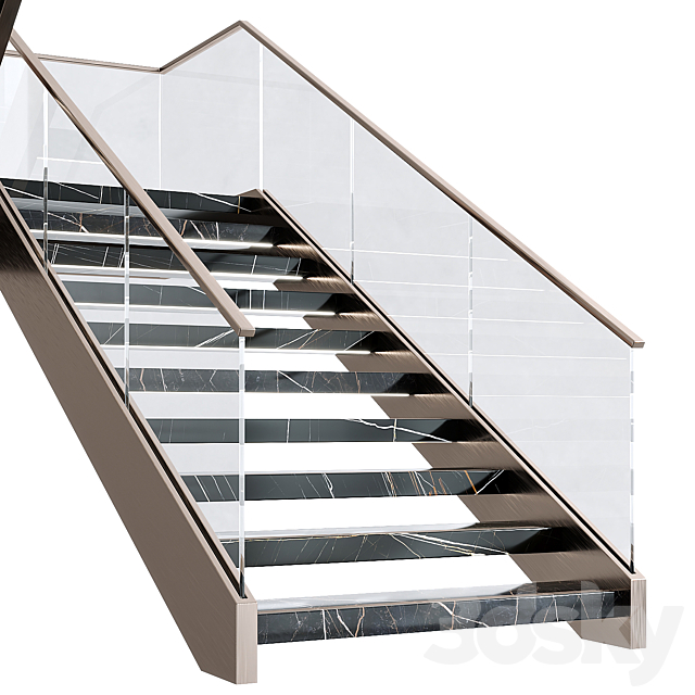 Modern luxury staircase 2 3ds Max - thumbnail 3