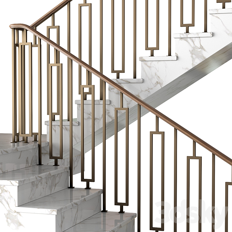 Modern marble  stair staircase in Art Deco style. 3DS Max - thumbnail 2