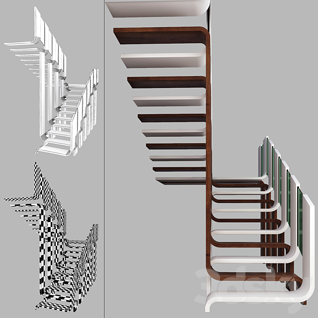 Modern Stair – 3 3DS Max Model - thumbnail 5