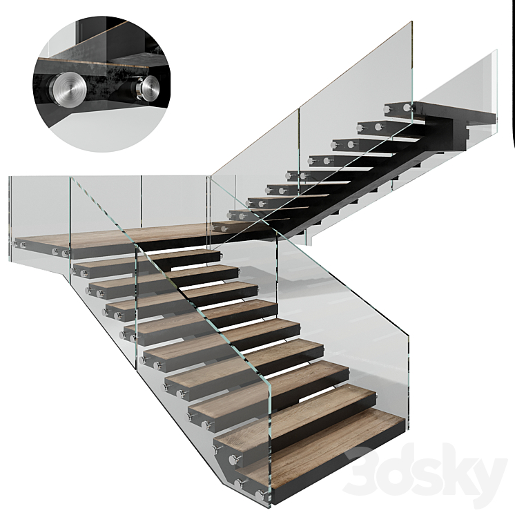 MODERN STAIR NO6 3DS Max Model - thumbnail 1