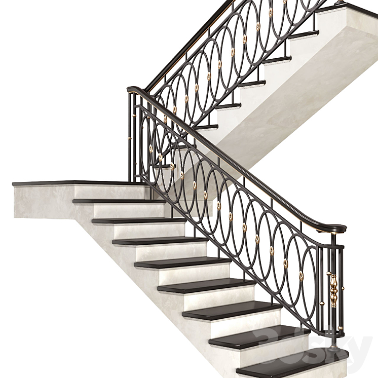 Modern stair staircase in Art Deco style. 3DS Max Model - thumbnail 1