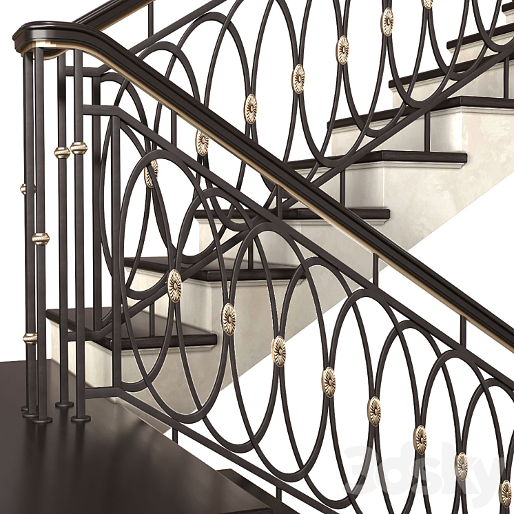 Modern stair staircase in Art Deco style. 3DS Max Model - thumbnail 2