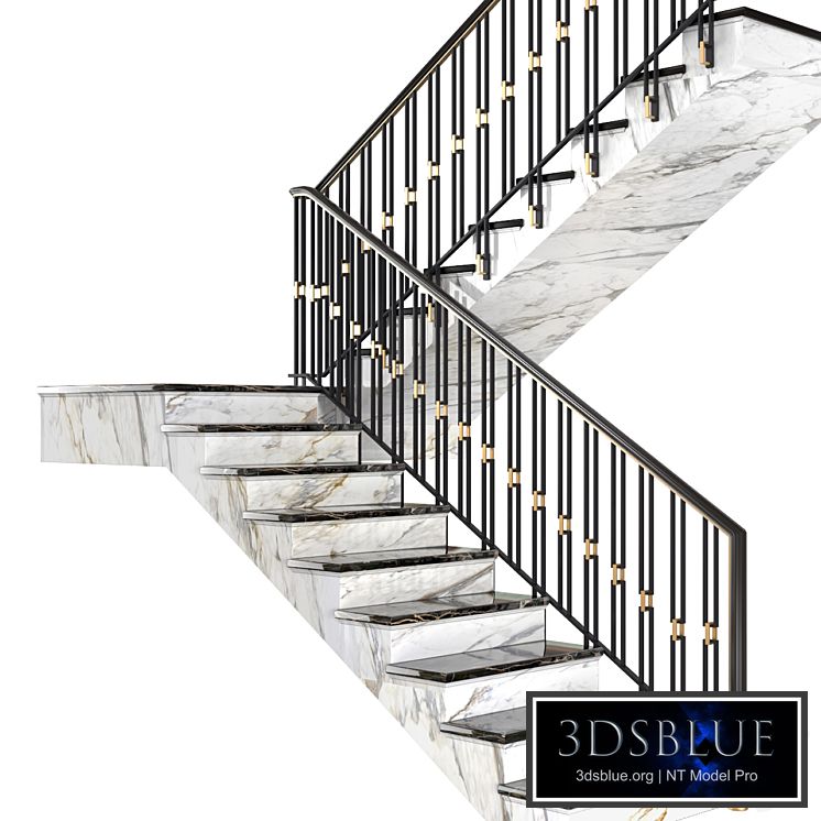 Modern stair staircase in Art Deco style. 3DS Max - thumbnail 3