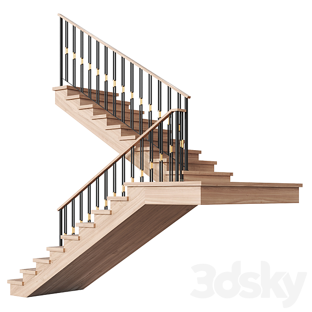 Modern staircase 11 3DS Max Model - thumbnail 3