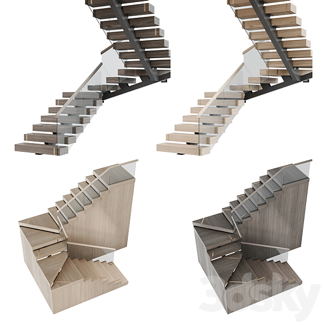 Modern staircase 18 3DS Max Model - thumbnail 2