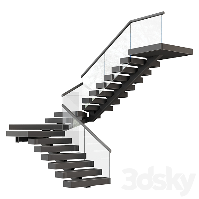 Modern staircase 18 3DS Max Model - thumbnail 6