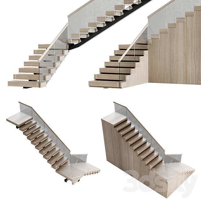 Modern staircase 30 3ds Max - thumbnail 3