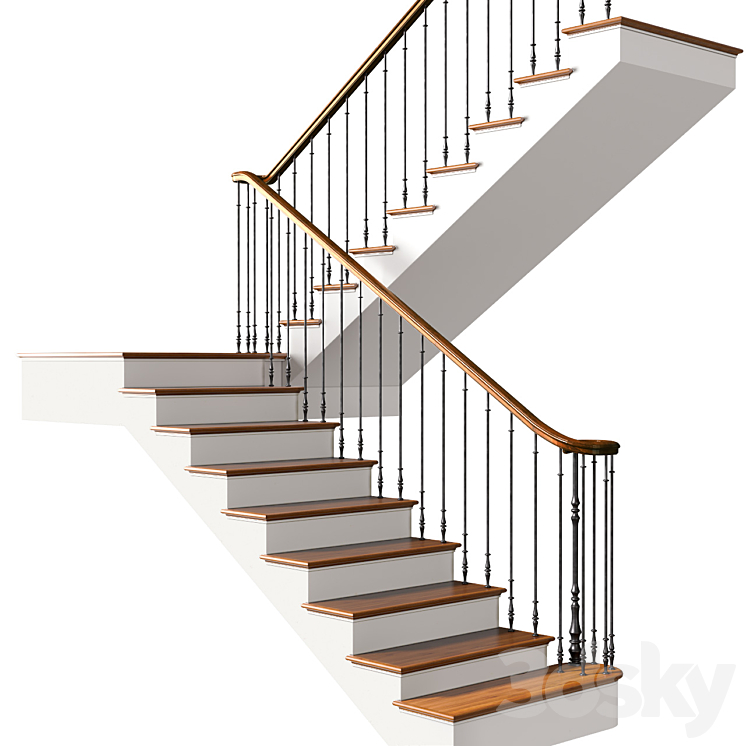 Modern Staircase in a classic style.Classic Modern  Art Deco interior Stair 3DS Max Model - thumbnail 1