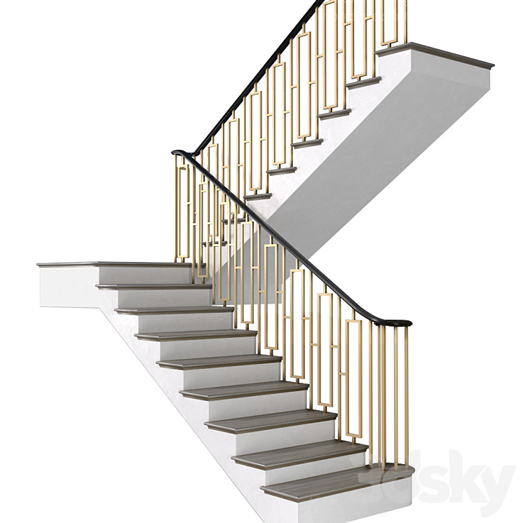 Modern staircase in Art Deco style. 3DS Max Model - thumbnail 1