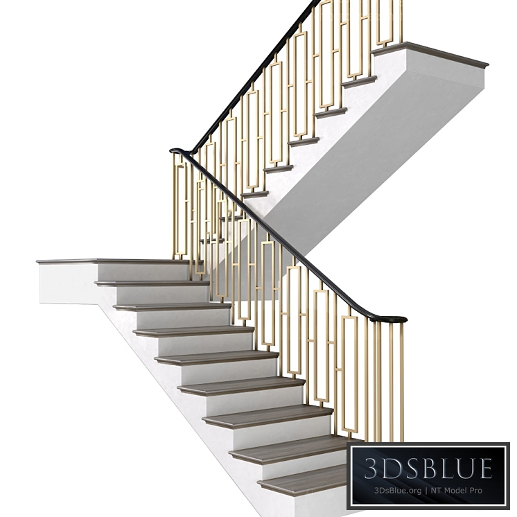 Modern staircase in Art Deco style. 3DS Max - thumbnail 3