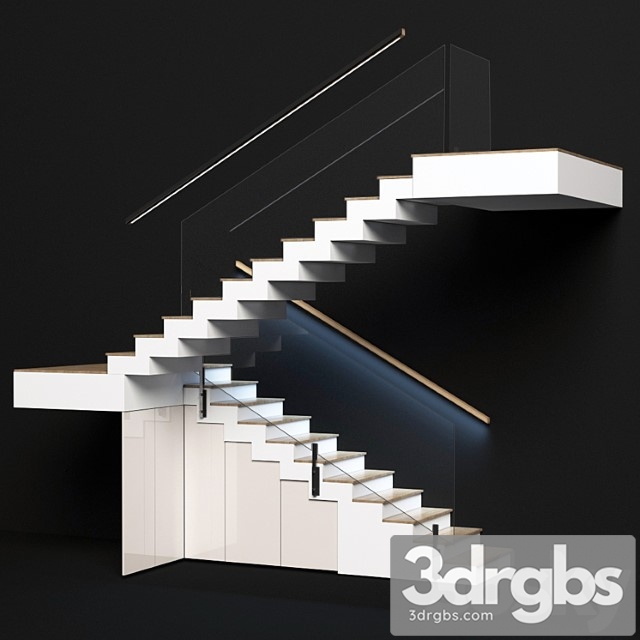 Modern Staircase With Built in Food System 3dsmax Download - thumbnail 1