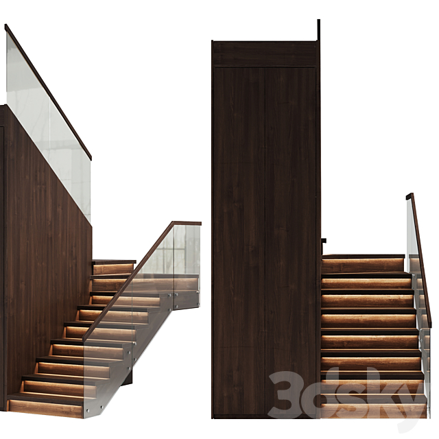 Modern stairs 2 3DS Max Model - thumbnail 3