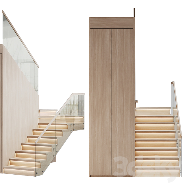 Modern stairs 3 3DS Max Model - thumbnail 3