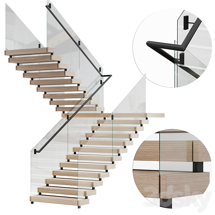 modern stairs 3DS Max Model - thumbnail 3