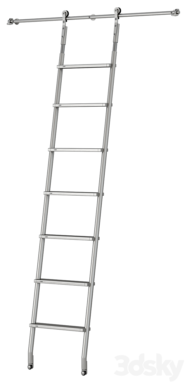 MWE SL.6002.KL Telescoping Rolling Ladder 3DS Max Model - thumbnail 2