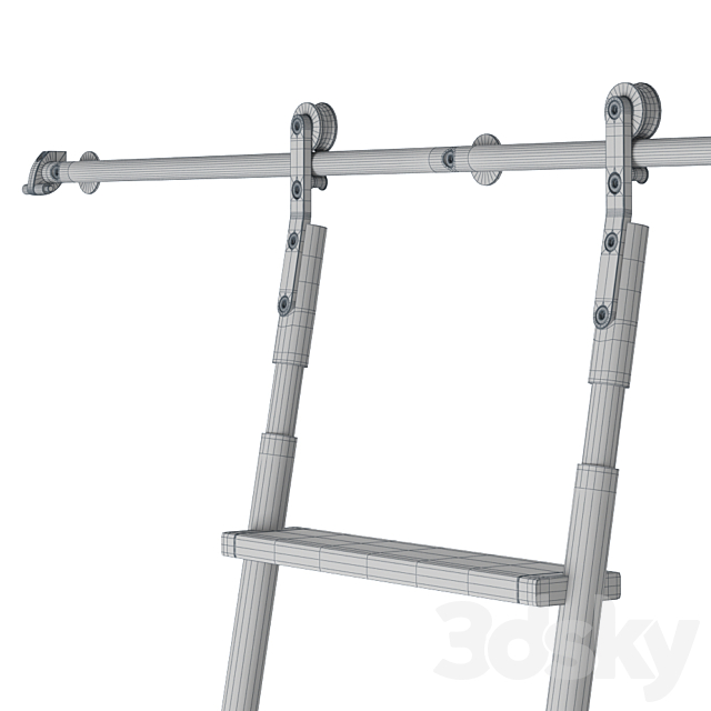 MWE SL.6002.KL Telescoping Rolling Ladder 3DS Max Model - thumbnail 5