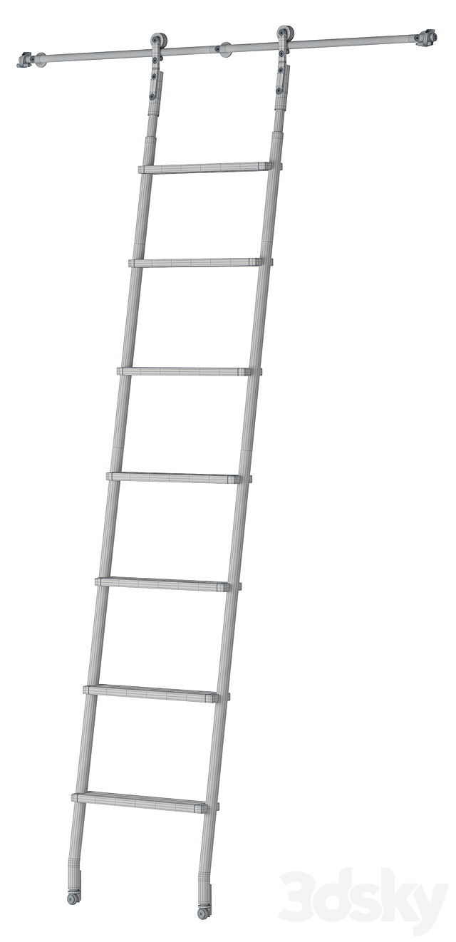 MWE SL.6002.KL Telescoping Rolling Ladder 3DS Max Model - thumbnail 6