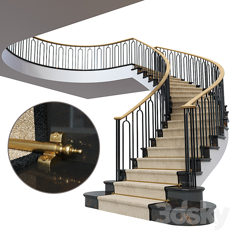 Neoclassical staircase 2 3DS Max Model - thumbnail 1