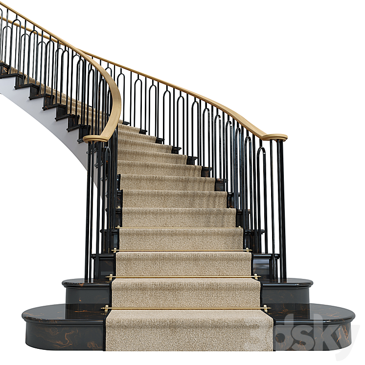 Neoclassical staircase 2 3DS Max Model - thumbnail 2