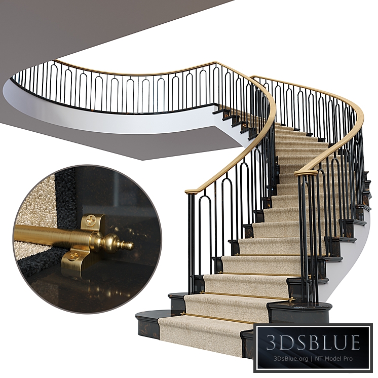 Neoclassical staircase 2 3DS Max - thumbnail 3