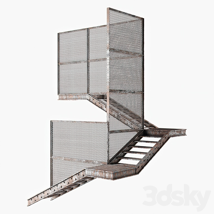 Old metal stair 3DS Max - thumbnail 1