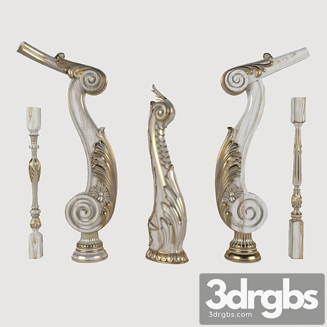 Pillars balusters for stairs. 3dsmax Download - thumbnail 1