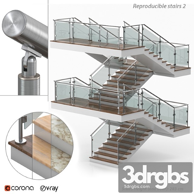 Reproducible stairs 2 3dsmax Download - thumbnail 1