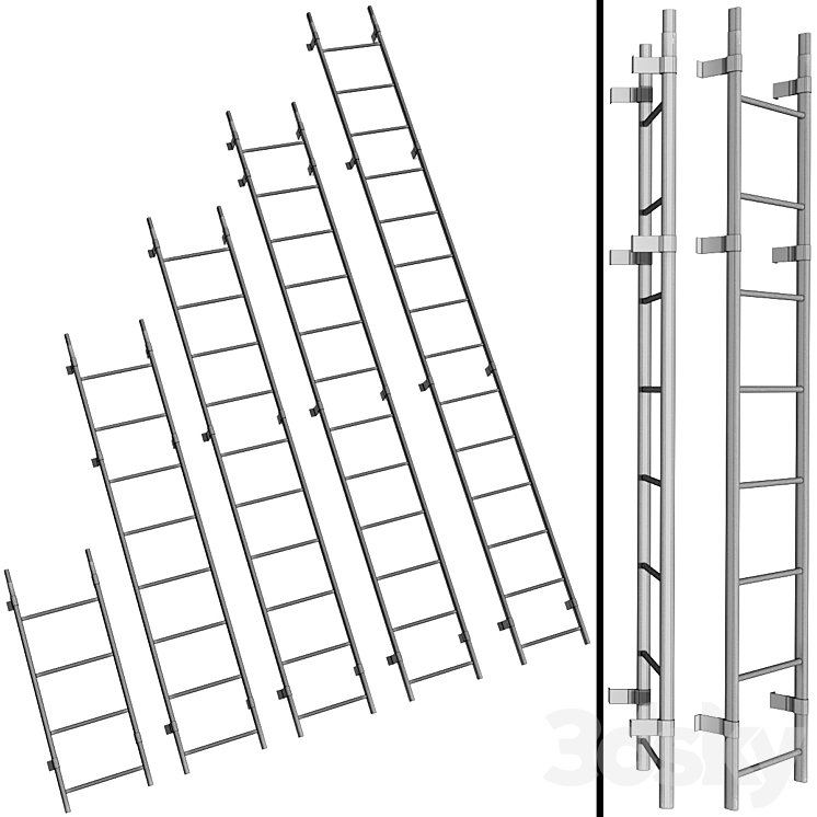 Roof ladder \/ Roof safety system 3DS Max - thumbnail 2