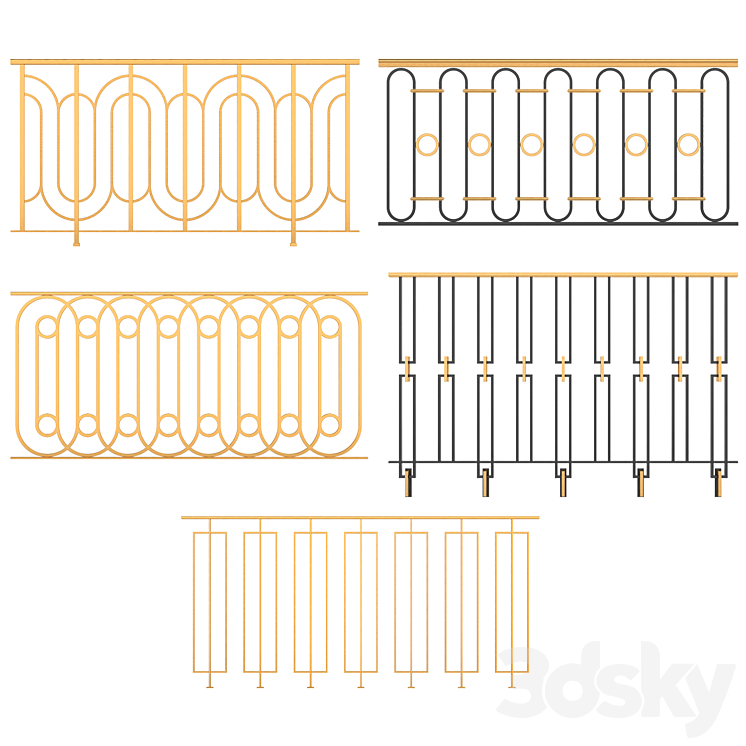 Set of classic railings 3DS Max - thumbnail 1