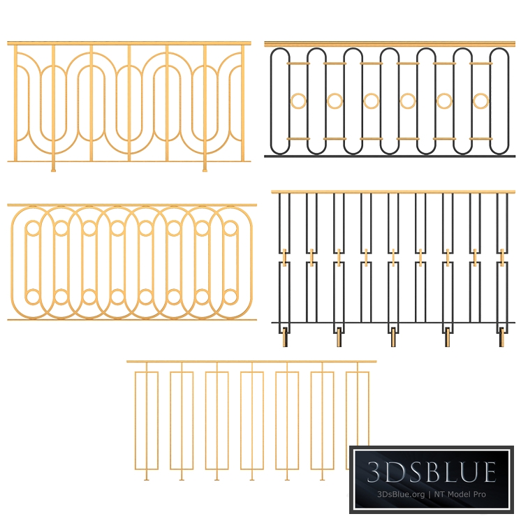 Set of classic railings 3DS Max - thumbnail 3