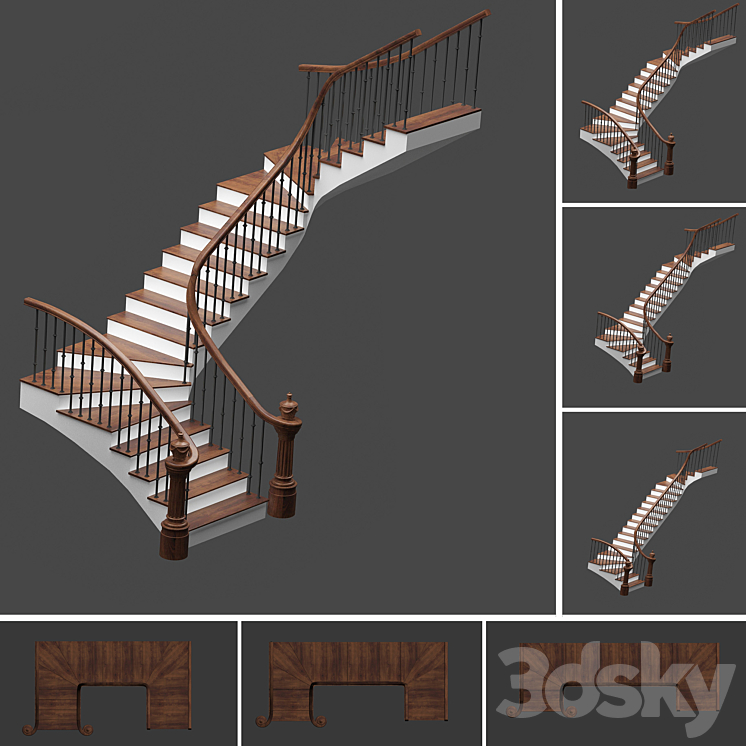 Set of stairs with 3 style 3DS Max Model - thumbnail 1