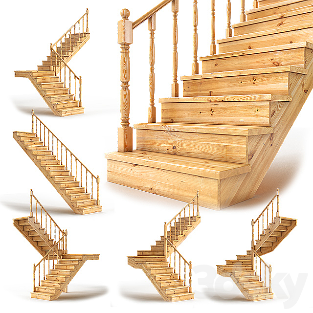 Set of wooden stairs 3DSMax File - thumbnail 1