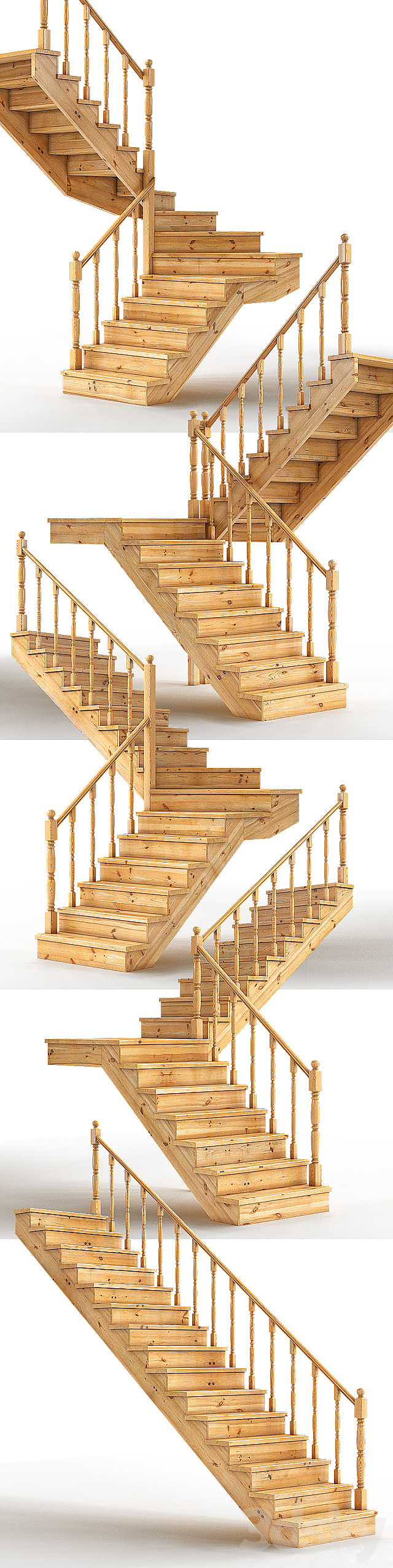 Set of wooden stairs 3DSMax File - thumbnail 2